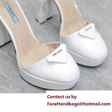 Prada Heel 12.5cm platform 2.5cm Ankle-Strap Pumps Patent White 2023