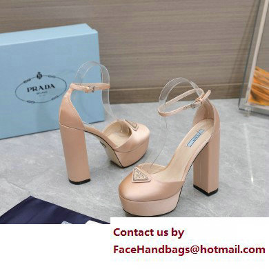 Prada Heel 12.5cm platform 2.5cm Ankle-Strap Pumps Satin Beige 2023