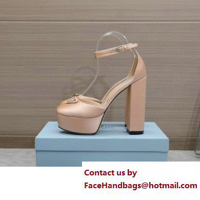 Prada Heel 12.5cm platform 2.5cm Ankle-Strap Pumps Satin Beige 2023