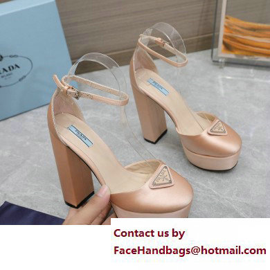 Prada Heel 12.5cm platform 2.5cm Ankle-Strap Pumps Satin Beige 2023