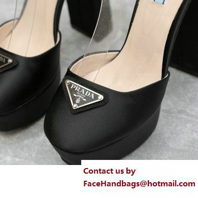 Prada Heel 12.5cm platform 2.5cm Ankle-Strap Pumps Satin Black 2023