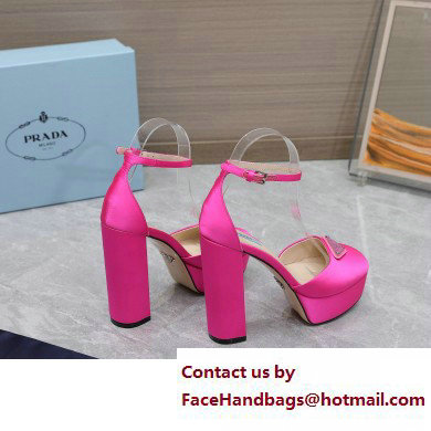 Prada Heel 12.5cm platform 2.5cm Ankle-Strap Pumps Satin Fuchsia 2023