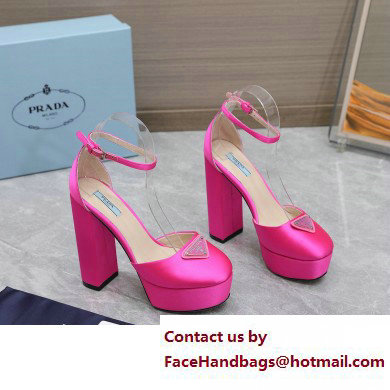 Prada Heel 12.5cm platform 2.5cm Ankle-Strap Pumps Satin Fuchsia 2023