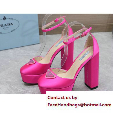 Prada Heel 12.5cm platform 2.5cm Ankle-Strap Pumps Satin Fuchsia 2023