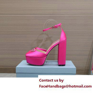 Prada Heel 12.5cm platform 2.5cm Ankle-Strap Pumps Satin Fuchsia 2023