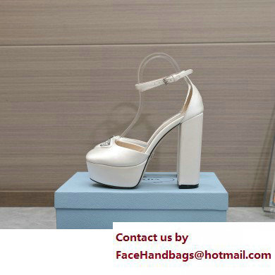 Prada Heel 12.5cm platform 2.5cm Ankle-Strap Pumps Satin White 2023