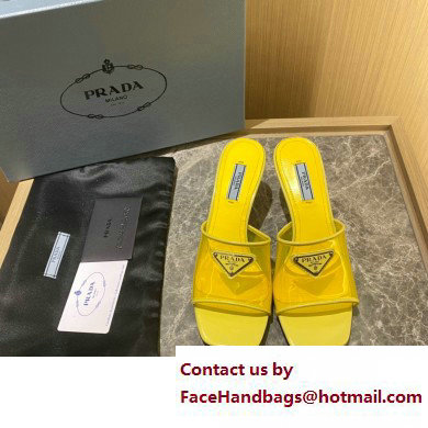 Prada Heel 6.5cm Plexiglas and patent leather sandals yellow 2022