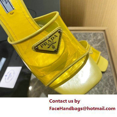 Prada Heel 6.5cm Plexiglas and patent leather sandals yellow 2022