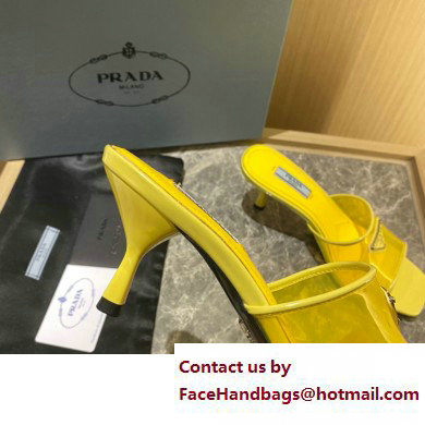 Prada Heel 6.5cm Plexiglas and patent leather sandals yellow 2022