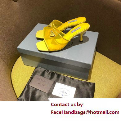 Prada Heel 6.5cm Plexiglas and patent leather sandals yellow 2022