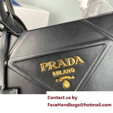 Prada Medium leather Symbole bag with topstitching 1BA378 Black 2023