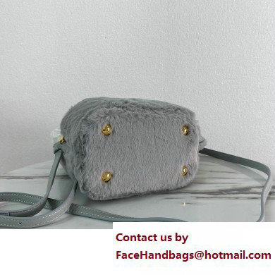 Prada Panier Shearling Mini bag 1BA373 Gray 2023