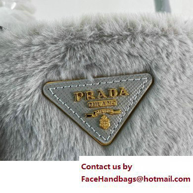 Prada Panier Shearling Mini bag 1BA373 Gray 2023