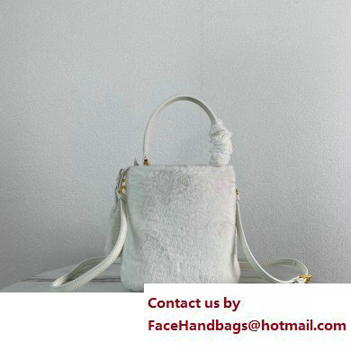 Prada Panier Shearling Mini bag 1BA373 White 2023