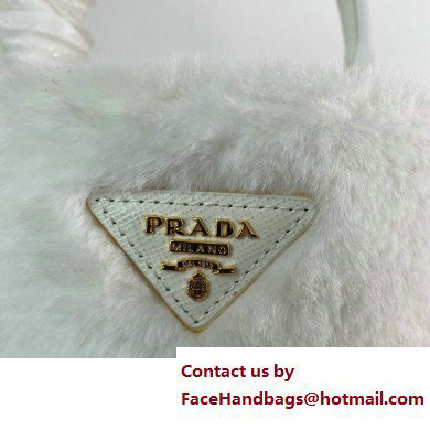 Prada Panier Shearling Mini bag 1BA373 White 2023