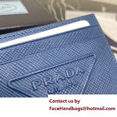 Prada Saffiano leather card holder 2MC223 Embossed triangle logo Blue 2023