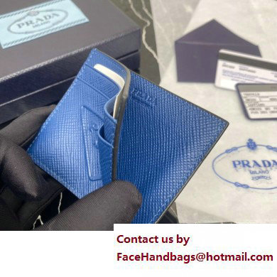 Prada Saffiano leather card holder 2MC223 Embossed triangle logo Blue 2023