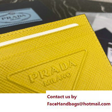 Prada Saffiano leather card holder 2MC223 Embossed triangle logo Yellow 2023