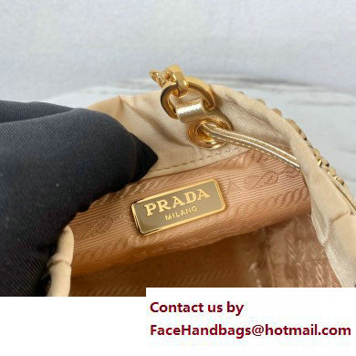 Prada Satin Mini Bucket bag with Crystals 1BD016 Gold 2023