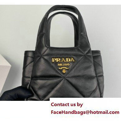 Prada Small nappa-leather tote bag with topstitching 1BG451 Black 2023