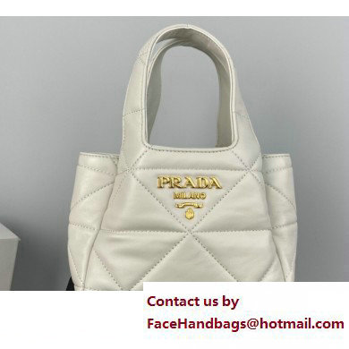 Prada Small nappa-leather tote bag with topstitching 1BG451 White 2023