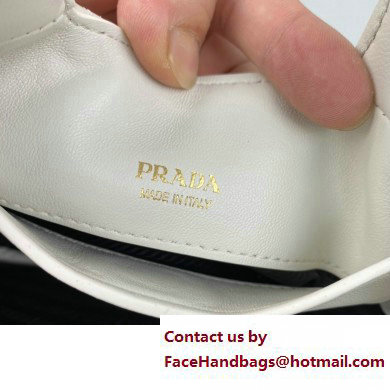 Prada Small nappa-leather tote bag with topstitching 1BG451 White 2023