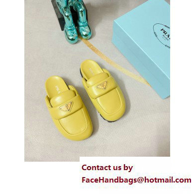 Prada Soft padded nappa leather sabots 1S084N Yellow 2023