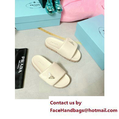 Prada Soft padded nappa leather slides 1XX648 Creamy 2023