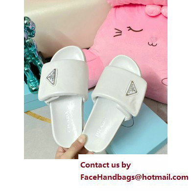 Prada Soft padded nappa leather slides 1XX648 White 2023