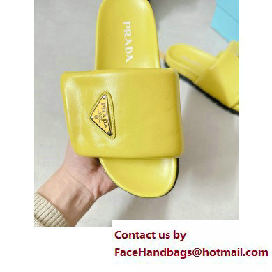 Prada Soft padded nappa leather slides 1XX648 Yellow 2023