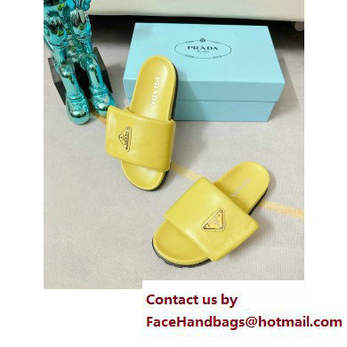 Prada Soft padded nappa leather slides 1XX648 Yellow 2023