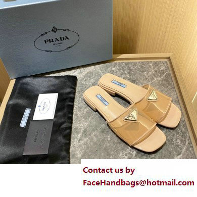 Prada logo-detailed PVC mules apricot 2022