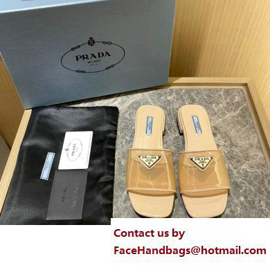 Prada logo-detailed PVC mules apricot 2022