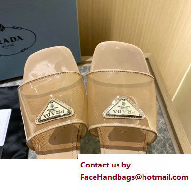 Prada logo-detailed PVC mules apricot 2022