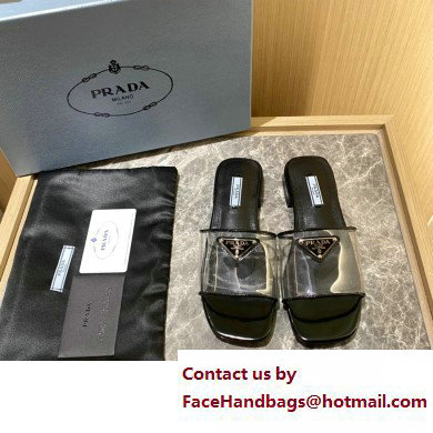 Prada logo-detailed PVC mules black 2022