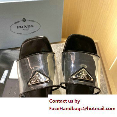 Prada logo-detailed PVC mules black 2022