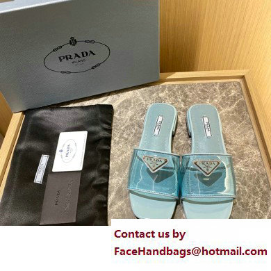 Prada logo-detailed PVC mules blue 2022