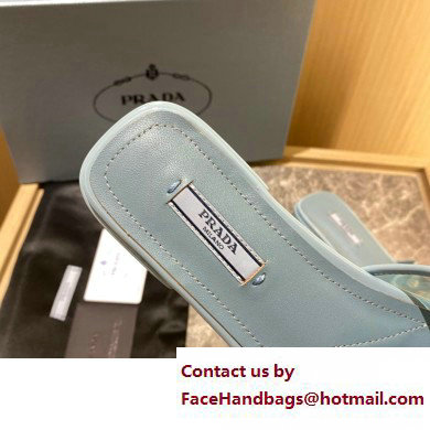 Prada logo-detailed PVC mules blue 2022