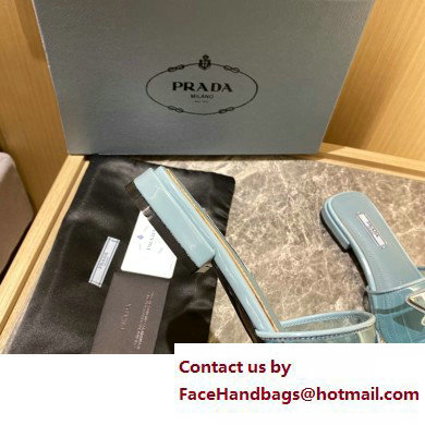 Prada logo-detailed PVC mules blue 2022