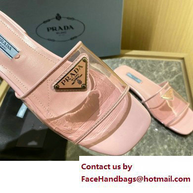 Prada logo-detailed PVC mules pink 2022