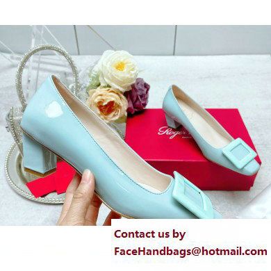 Roger Vivier Patent Leather Belle Vivier Pumps LIGHT BLUE 2023