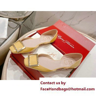 Roger Vivier Trompette Dorsay Metal Buckle Ballerinas in Patent Leather light yellow 2023