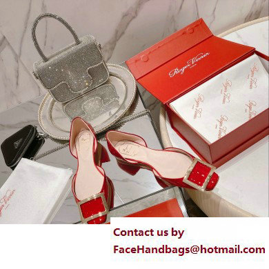 Roger Vivier Trompette Dorsay Metal Buckle Ballerinas in Patent Leather red 2023