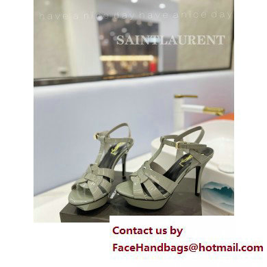 Saint Laurent Heel 10.3cm Platform 2.5cm Tribute Sandals in Patent Leather 315490 Gray