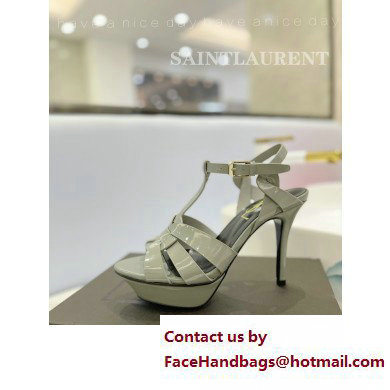 Saint Laurent Heel 10.3cm Platform 2.5cm Tribute Sandals in Patent Leather 315490 Gray