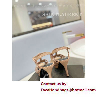 Saint Laurent Heel 10.3cm Platform 2.5cm Tribute Sandals in Patent Leather 315490 Nude