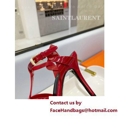 Saint Laurent Heel 10.3cm Platform 2.5cm Tribute Sandals in Patent Leather 315490 Red