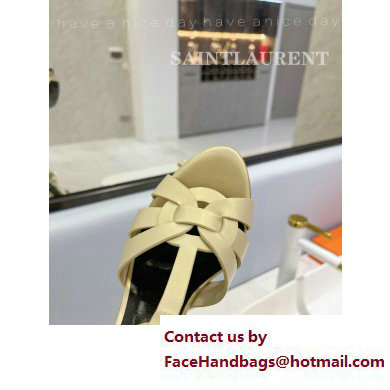 Saint Laurent Heel 10.3cm Platform 2.5cm Tribute Sandals in Smooth Leather 315490 Beige