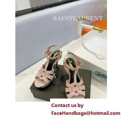 Saint Laurent Heel 10.3cm Platform 2.5cm Tribute Sandals in Smooth Leather 315490 Pink