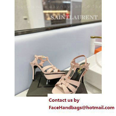 Saint Laurent Heel 10.3cm Platform 2.5cm Tribute Sandals in Smooth Leather 315490 Pink